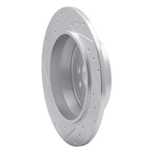 Land Rover LR2 Brake Rotor (1) - Rear Right - R1 Concepts - Drilled & Slotted - Silver - `13-`15